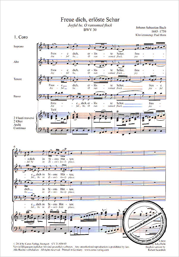 Notenbild für CARUS 31030-03 - KANTATE 30 FREUE DICH ERLOESTE SCHAR BWV 30