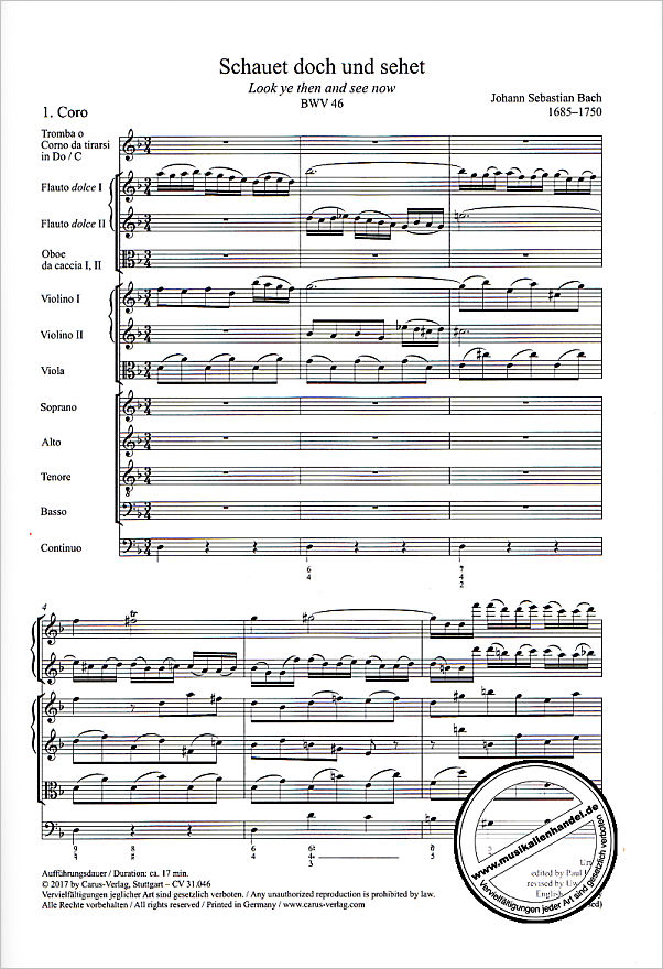Notenbild für CARUS 31046-07 - Kantate 46 Schauet doch und sehet BWV 46