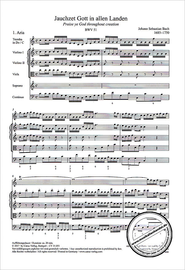 Notenbild für CARUS 31051-07 - Kantate 51 jauchzet Gott in allen Landen BWV 51