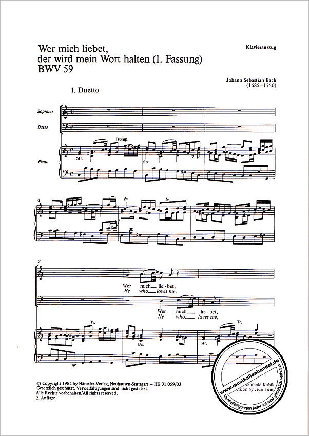 Notenbild für CARUS 31059-03 - KANTATE 59 WER MICH LIEBET DER WIRD MEIN WORT HALTEN BWV 59
