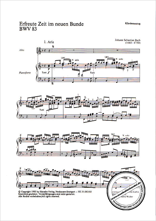 Notenbild für CARUS 31083-03 - KANTATE 83 ERFREUTE ZEIT IM NEUEN BUNDE BWV 83