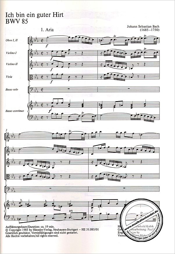 Notenbild für CARUS 31085-00 - KANTATE 85 ICH BIN EIN GUTER HIRT BWV 85