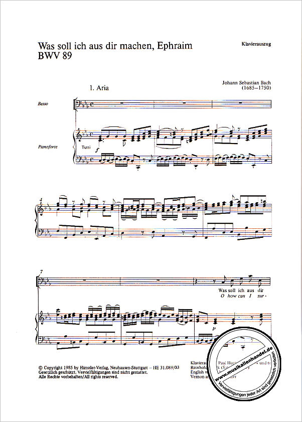 Notenbild für CARUS 31089-03 - KANTATE 89 WAS SOLL ICH AUS DIR MACHEN EPHRAIM BWV 89