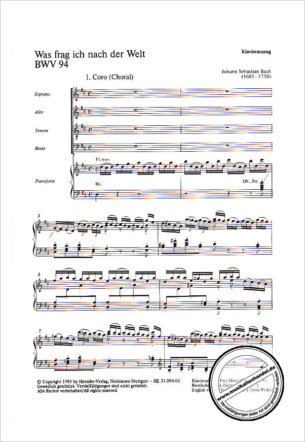 Notenbild für CARUS 31094-03 - KANTATE 94 WAS FRAG ICH NACH DER WELT BWV 94