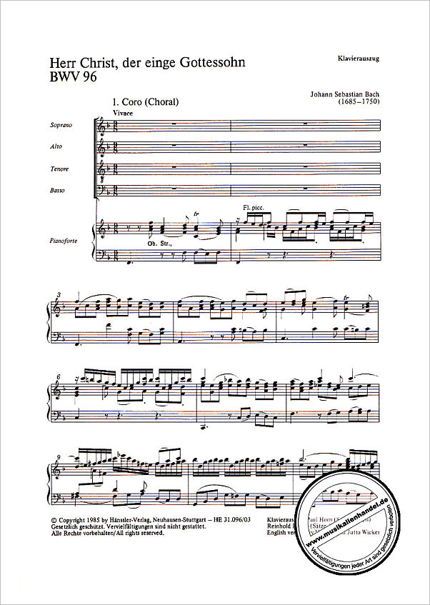 Notenbild für CARUS 31096-03 - KANTATE 96 HERR CHRIST DER EINGE GOTTESSOHN BWV 96