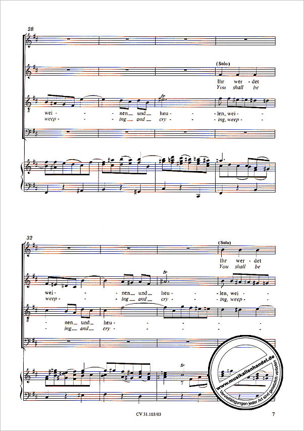 Notenbild für CARUS 31103-03 - KANTATE 103 IHR WERDET WEINEN UND HEULEN BWV 103