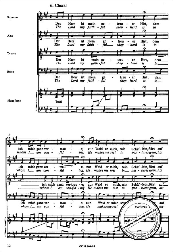 Notenbild für CARUS 31104-03 - KANTATE 104 DU HIRTE ISRAEL HOERE BWV 104