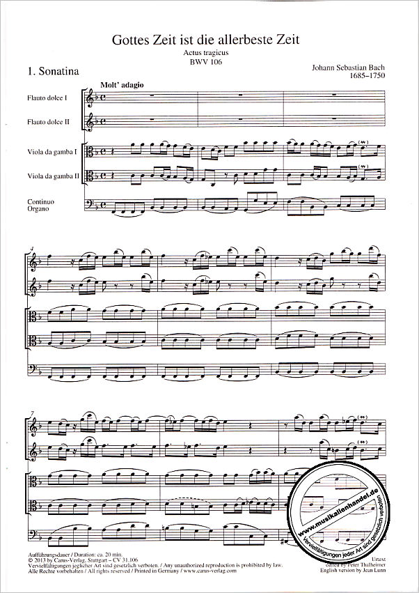 Notenbild für CARUS 31106-00 - KANTATE 106 GOTTES ZEIT IST DIE ALLERBESTE ZEIT BWV 106