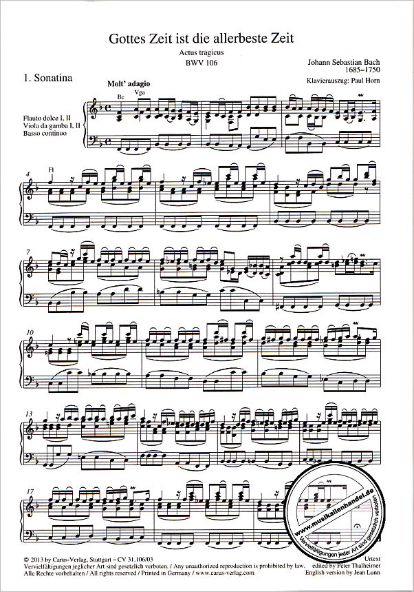 Notenbild für CARUS 31106-03 - KANTATE 106 GOTTES ZEIT IST DIE ALLERBESTE ZEIT BWV 106