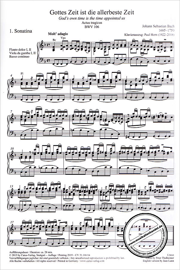 Notenbild für CARUS 31106-04 - Kantate 106 Gottes Zeit ist die allerbeste Zeit BWV 106