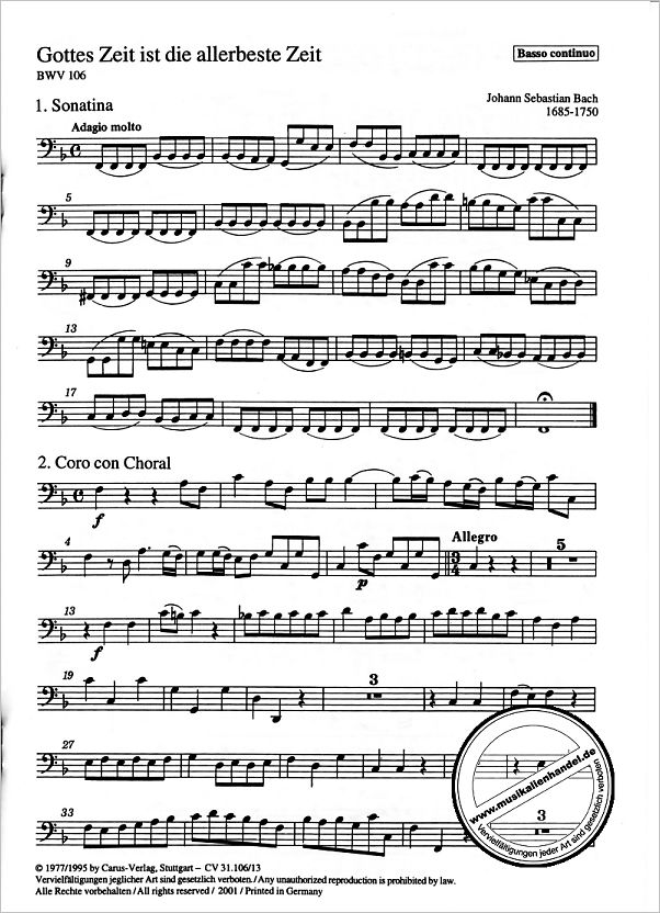 Notenbild für CARUS 31106-13 - KANTATE 106 GOTTES ZEIT IST DIE ALLERBESTE ZEIT BWV 106