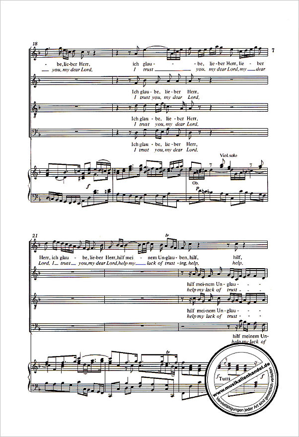 Notenbild für CARUS 31109-03 - KANTATE 109 ICH GLAUBE LIEBER HERR HILF MEINEM UNGLAUBEN BWV 109