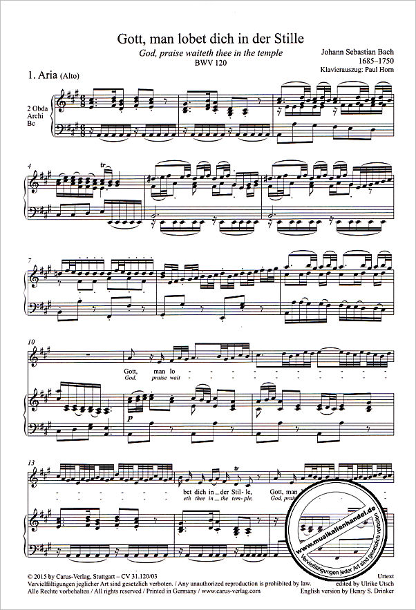 Notenbild für CARUS 31120-03 - KANTATE 120 GOTT MAN LOBET DICH IN DER STILLE BWV 120