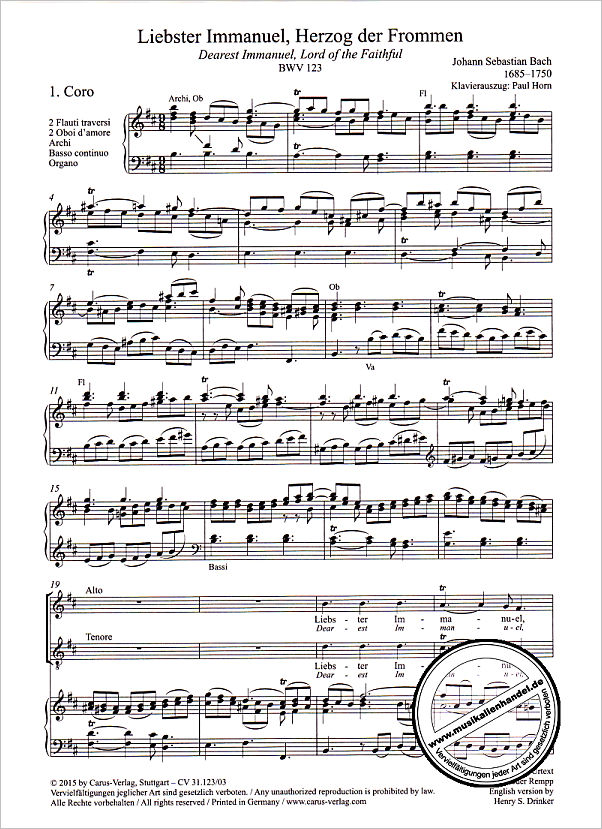 Notenbild für CARUS 31123-03 - KANTATE 123 LIEBSTER IMMANUEL HERZOG DER FROMMEN BWV 123
