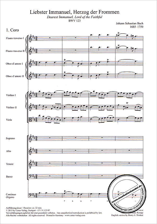 Notenbild für CARUS 31123-07 - KANTATE 123 LIEBSTER IMMANUEL HERZOG DER FROMMEN BWV 123