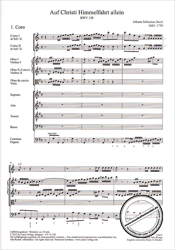 Notenbild für CARUS 31128-00 - KANTATE 128 AUF CHRISTI HIMMELFAHRT ALLEIN BWV 128