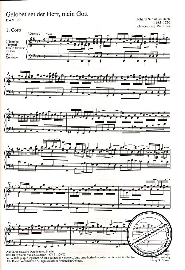 Notenbild für CARUS 31129-03 - KANTATE 129 GELOBET SEI DER HERR MEIN GOTT BWV 129