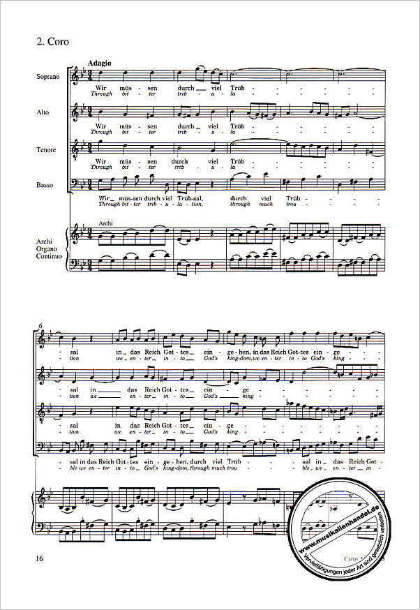 Notenbild für CARUS 31146-03 - KANTATE 146 WIR MUESSEN DURCH VIEL TRUEBSAL BWV 146