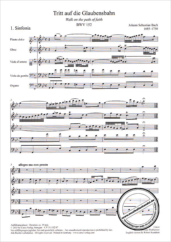 Notenbild für CARUS 31152-07 - KANTATE 152 TRITT AUF DIE GLAUBENSBAHN BWV 152