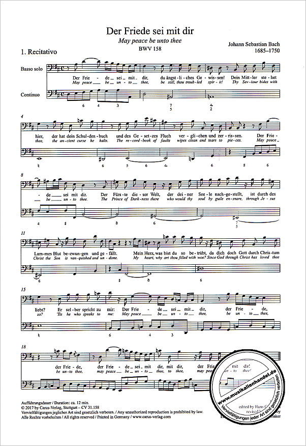 Notenbild für CARUS 31158-07 - Kantate 158 der Friede sei mit dir BWV 158