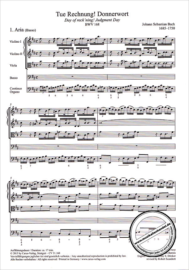 Notenbild für CARUS 31168-00 - KANTATE 168 TUE RECHNUNG DONNERWORT BWV 168