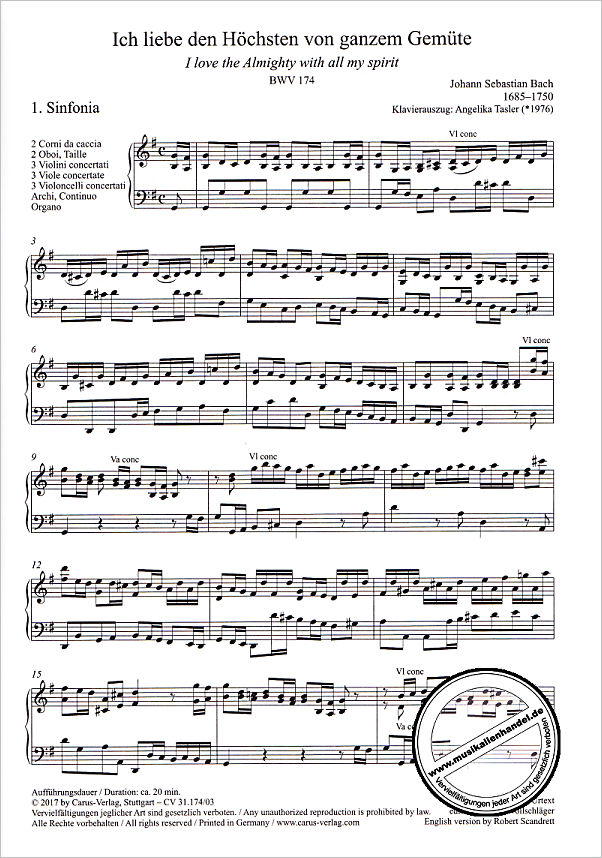 Notenbild für CARUS 31174-03 - KANTATE 174 ICH LIEBE DEN HOECHSTEN VON GANZEM GEMUETE BWV 174