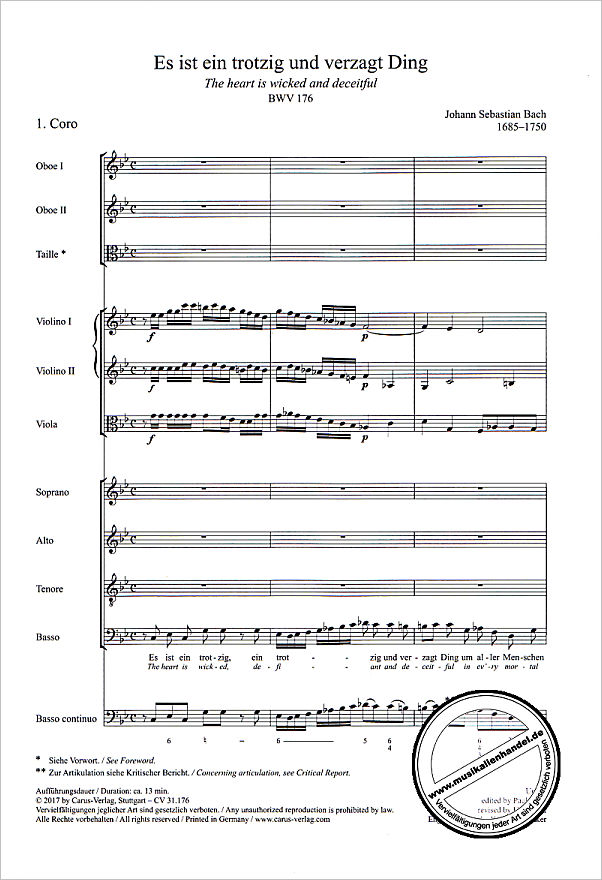 Notenbild für CARUS 31176-07 - Kantate 176 es ist ein trotzig und verzagt Ding BWV 176