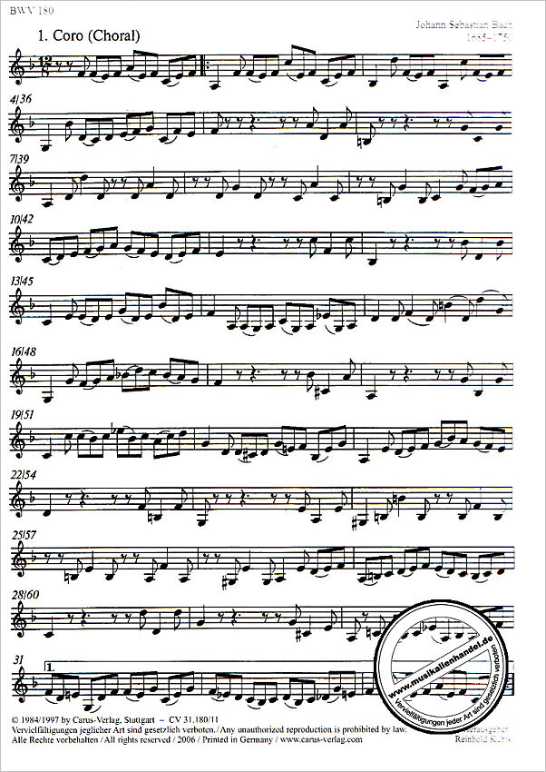 Notenbild für CARUS 31180-11 - KANTATE 180 SCHMUECKE DICH O LIEBE SEELE BWV 180