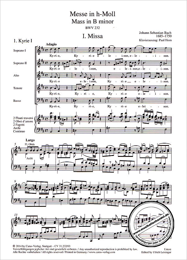 Notenbild für CARUS 31232-03 - MESSE H-MOLL BWV 232