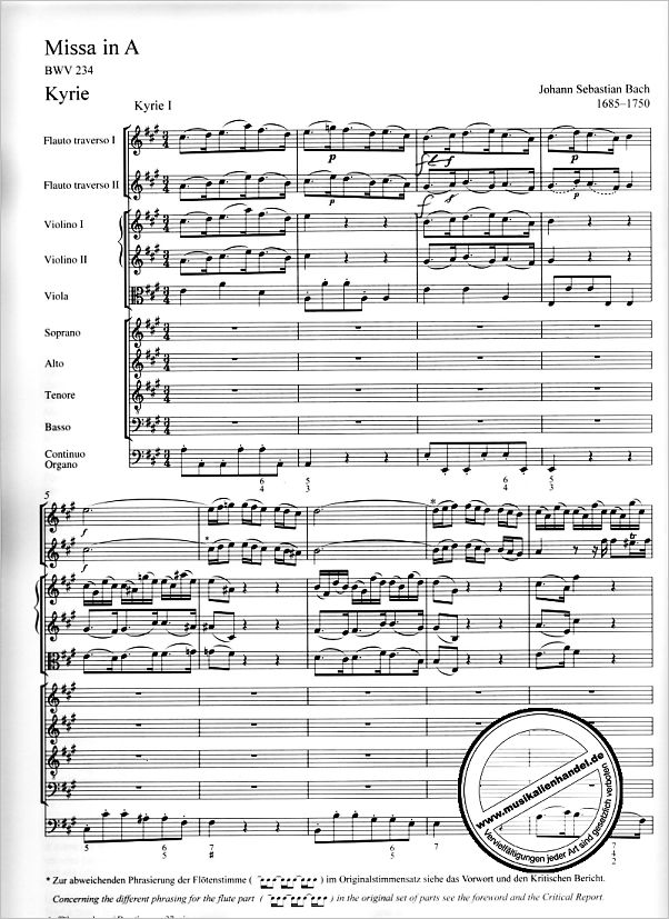 Notenbild für CARUS 31234-00 - MESSE A-DUR BWV 234