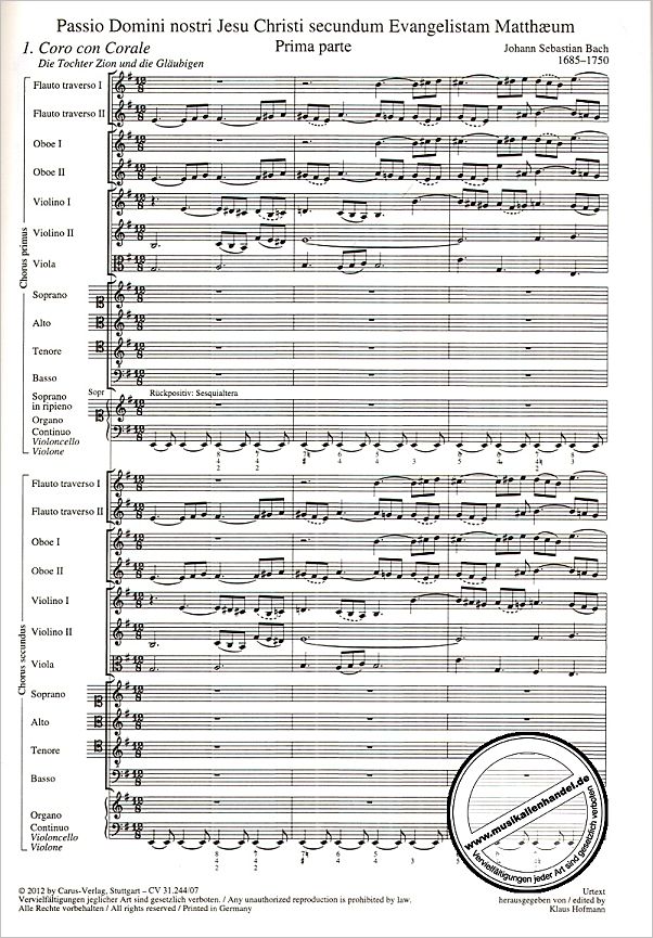Notenbild für CARUS 31244-07 - MATTHAEUS PASSION BWV 244