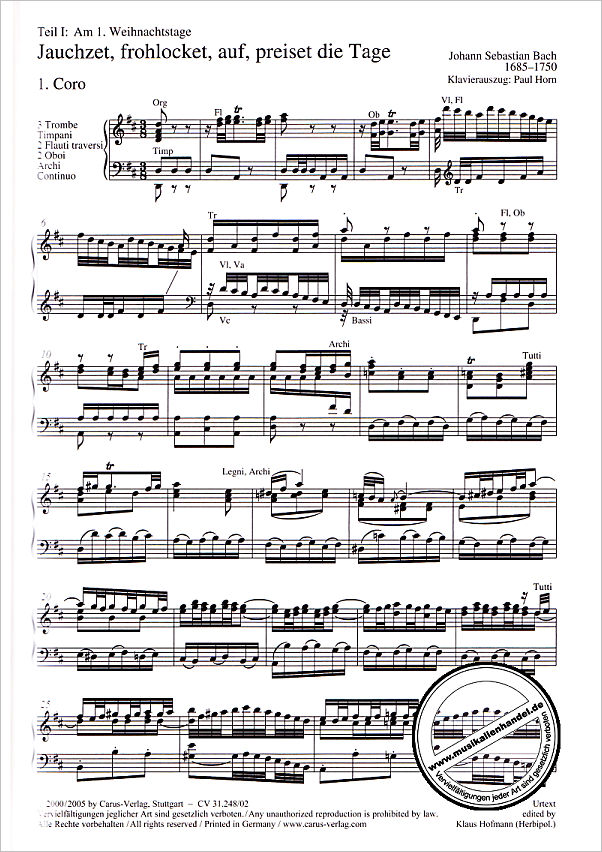 Notenbild für CARUS 31248-02 - WEIHNACHTSORATORIUM BWV 248 TEIL 1-3