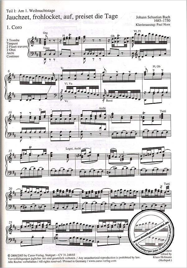 Notenbild für CARUS 31248-03 - WEIHNACHTSORATORIUM BWV 248 TEIL 1-3