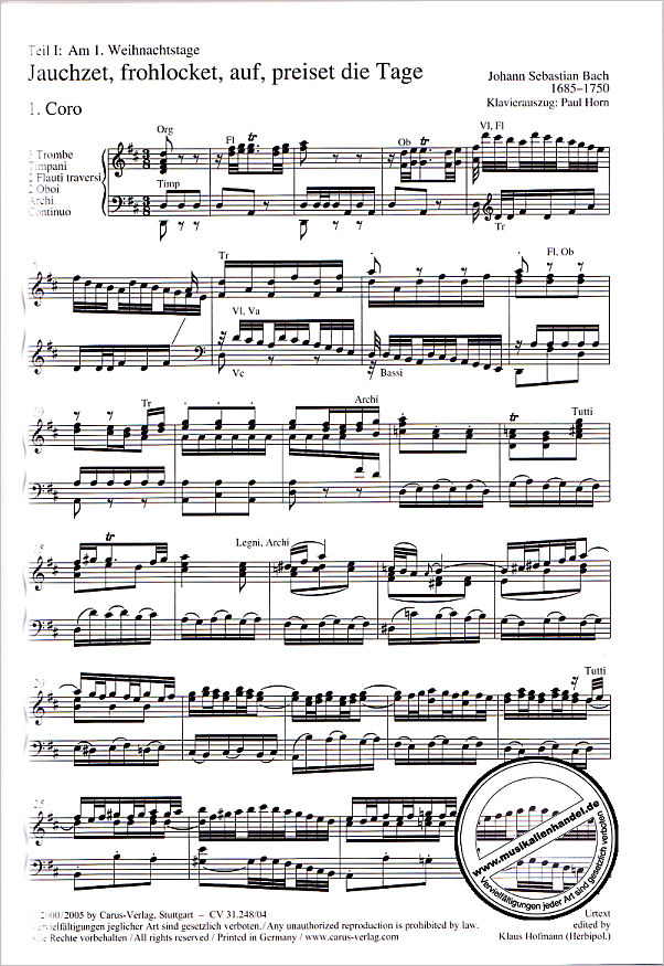 Notenbild für CARUS 31248-04 - WEIHNACHTSORATORIUM BWV 248 TEIL 1-3