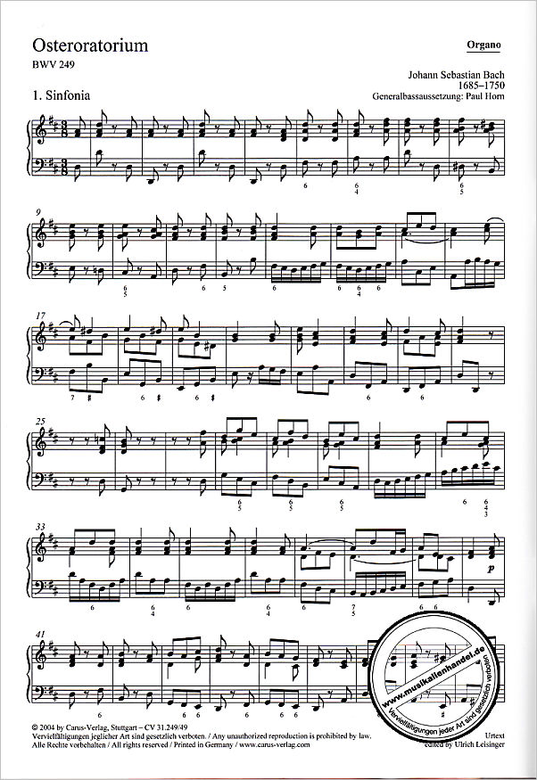 Notenbild für CARUS 31249-49 - OSTER ORATORIUM BWV 249