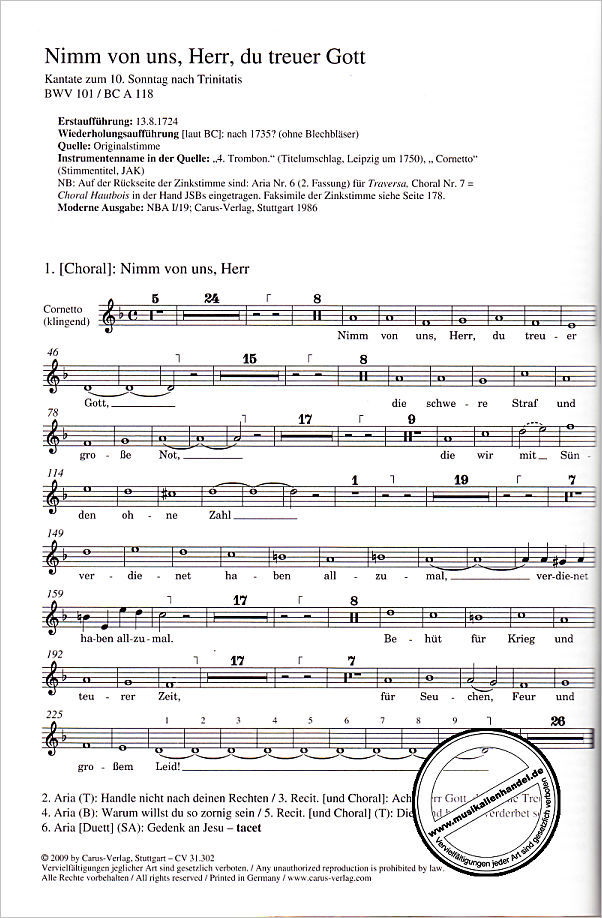 Notenbild für CARUS 31302-00 - Bach for brass 2