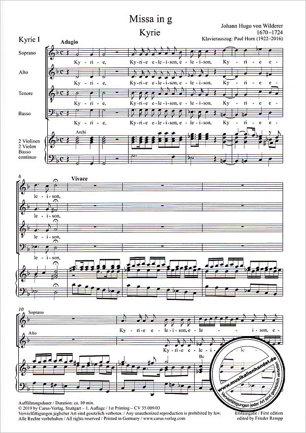 Notenbild für CARUS 35009-03 - Messe g-moll | aus der Notenbibliothek Johann Sebastian Bachs
