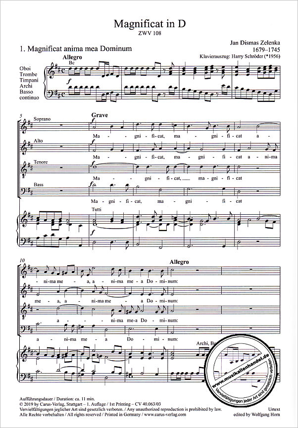 Notenbild für CARUS 40063-03 - Magnificat D-Dur