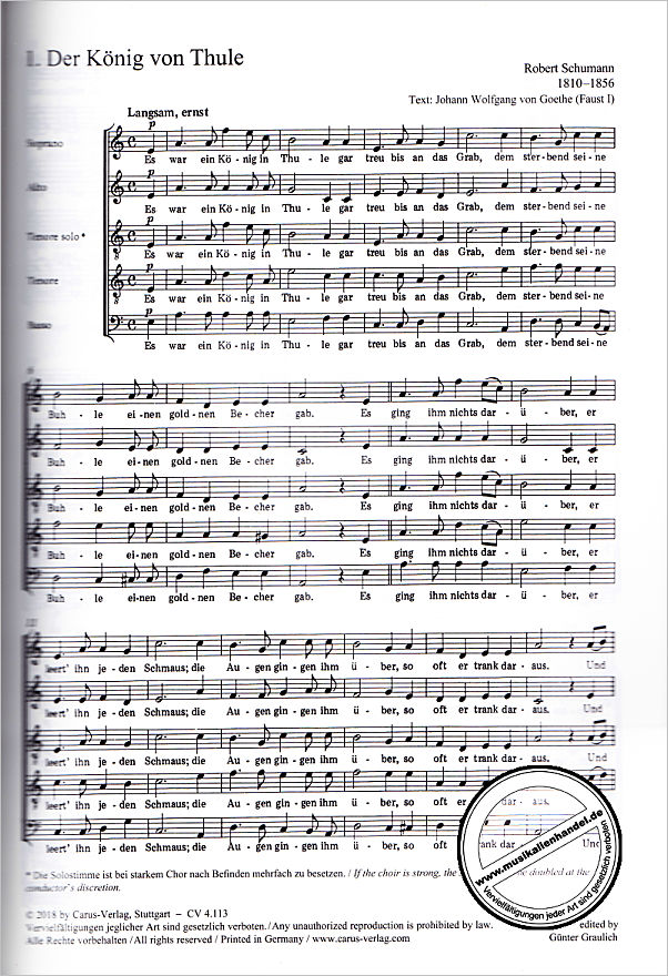 Notenbild für CARUS 4113-00 - Werke für gemischen Chor a capella