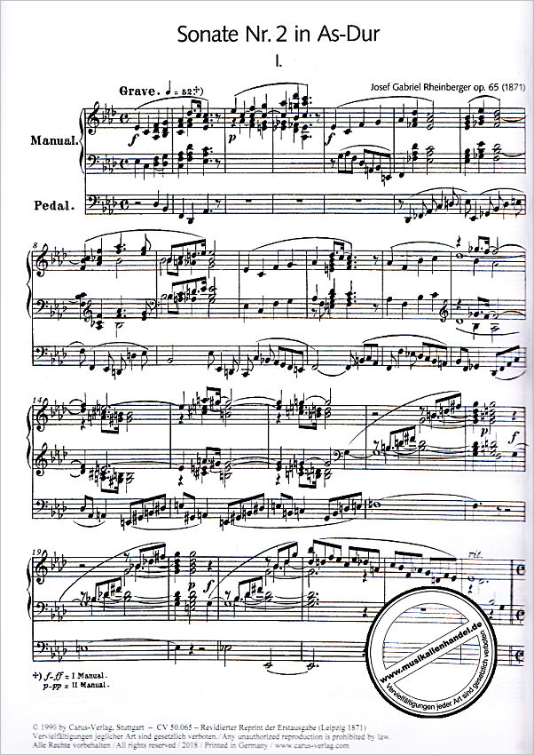 Notenbild für CARUS 50065-00 - Sonate 2 As-Dur op 65