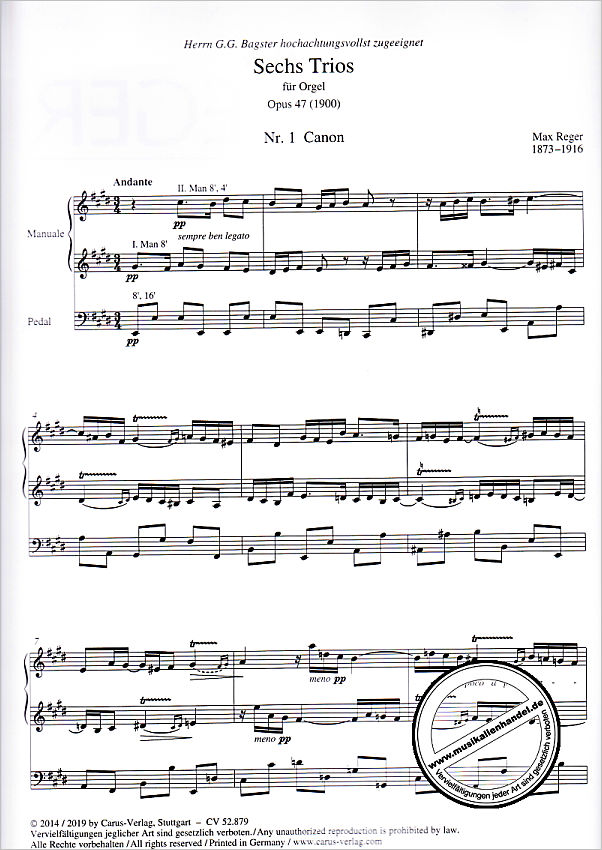 Notenbild für CARUS 52879-00 - 6 Trios op 47