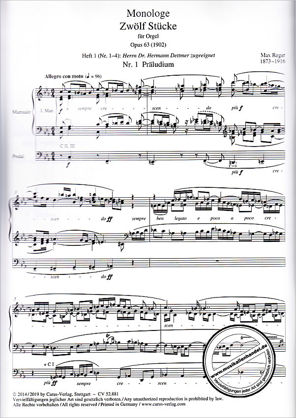 Notenbild für CARUS 52881-00 - Monologe 1 op 63 (12 Stücke 1)