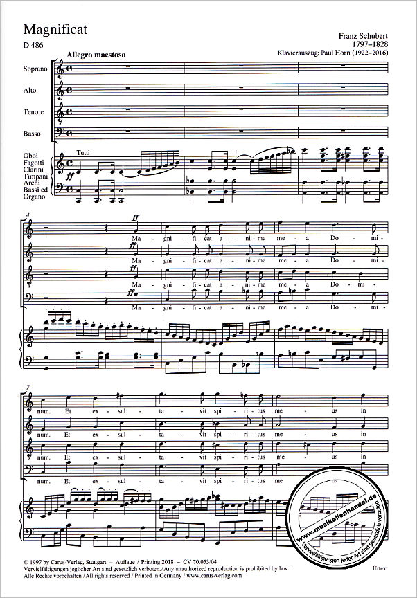 Notenbild für CARUS 70053-04 - Magnificat C-Dur D 486