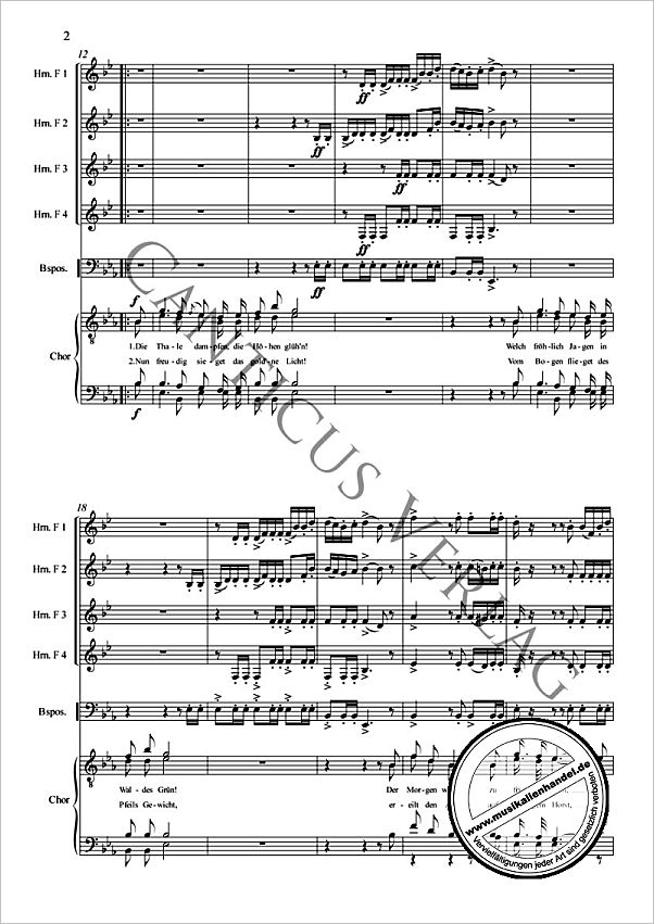 Notenbild für CAV 14007 - 4 Hornquartette mit Männerchor :