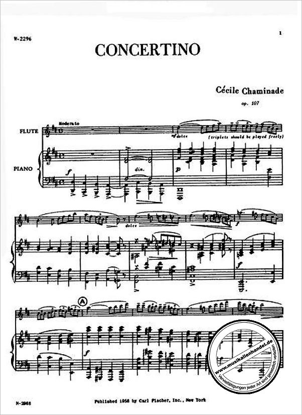 Notenbild für CF -W2296 - CONCERTINO D-DUR OP 107