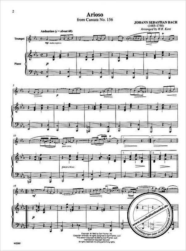 Notenbild für CF -W2592 - ARIOSO AUS KANTATE BWV 156