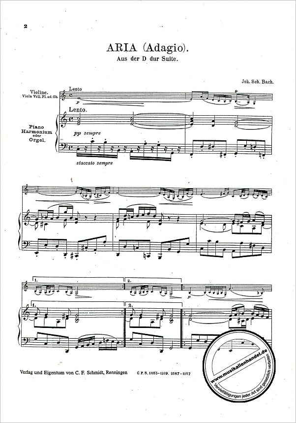 Notenbild für CFS 1090 - AIR (ORCHESTERSUITE 3 D-DUR BWV 1068)
