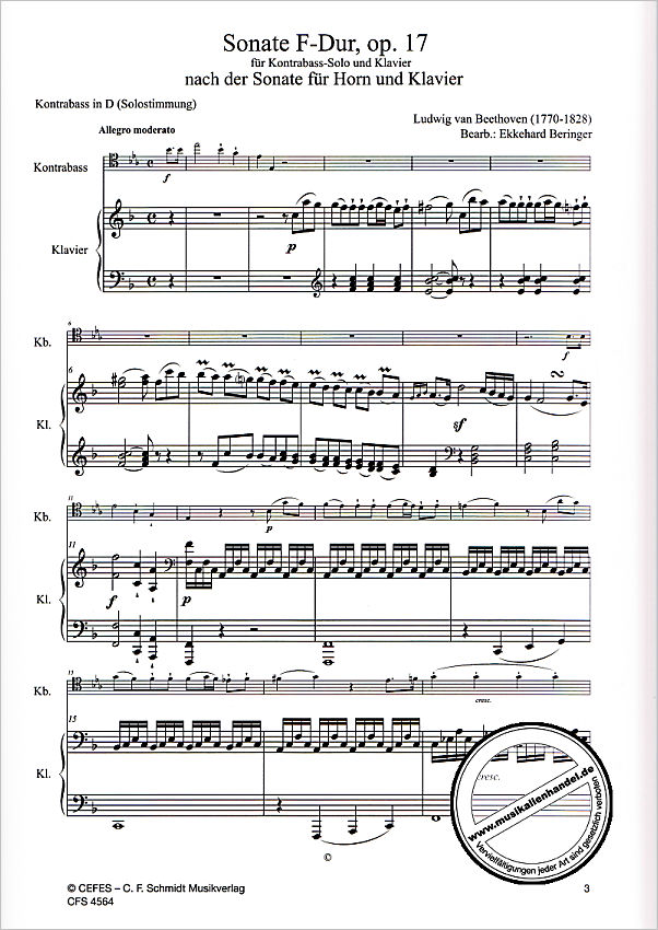 Notenbild für CFS 4564 - Sonate F-Dur op 17