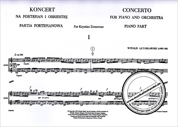 Notenbild für CH 60706 - CONCERT FOR PIANO + ORCHESTRA