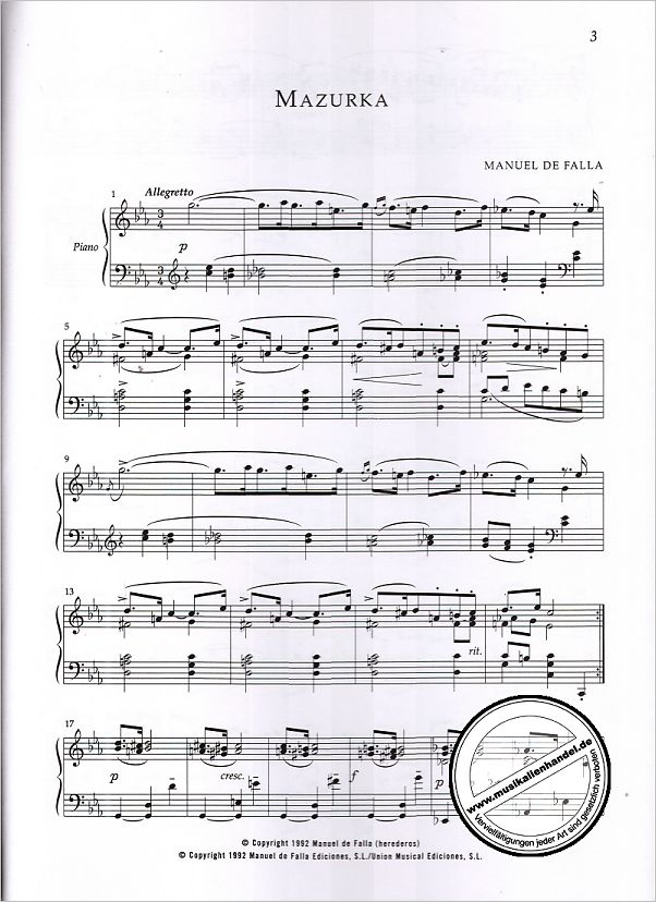 Notenbild für CH 61246 - MUSIC FOR PIANO 1